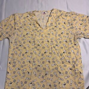 Yellow 101 Dalmatians  Print Scrub Top